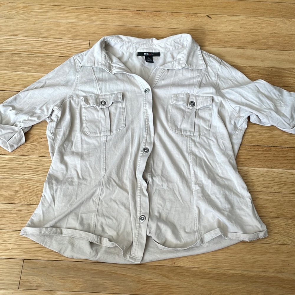 100% Cotton Button Down Casual Shirt Women Large